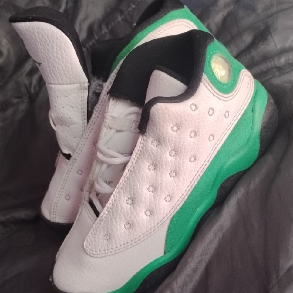 Jordan Kids White and Green Sneakers